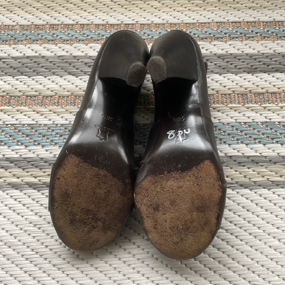 Anthropologie Coclico black leather retro wrap heels size 38.5 womens or sz 8 - Picture 9 of 10